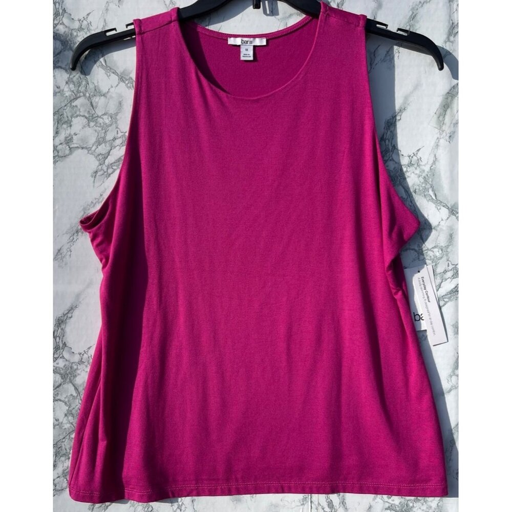 Bar III Womens Size 1X Sleeveless Berry Top Self Lined Rayon/Spandex Blend